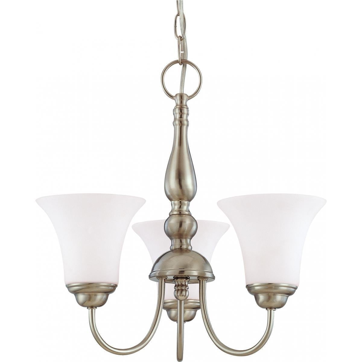Dupont Brushed Nickel 3-Light Chandelier with Satin White Glassware