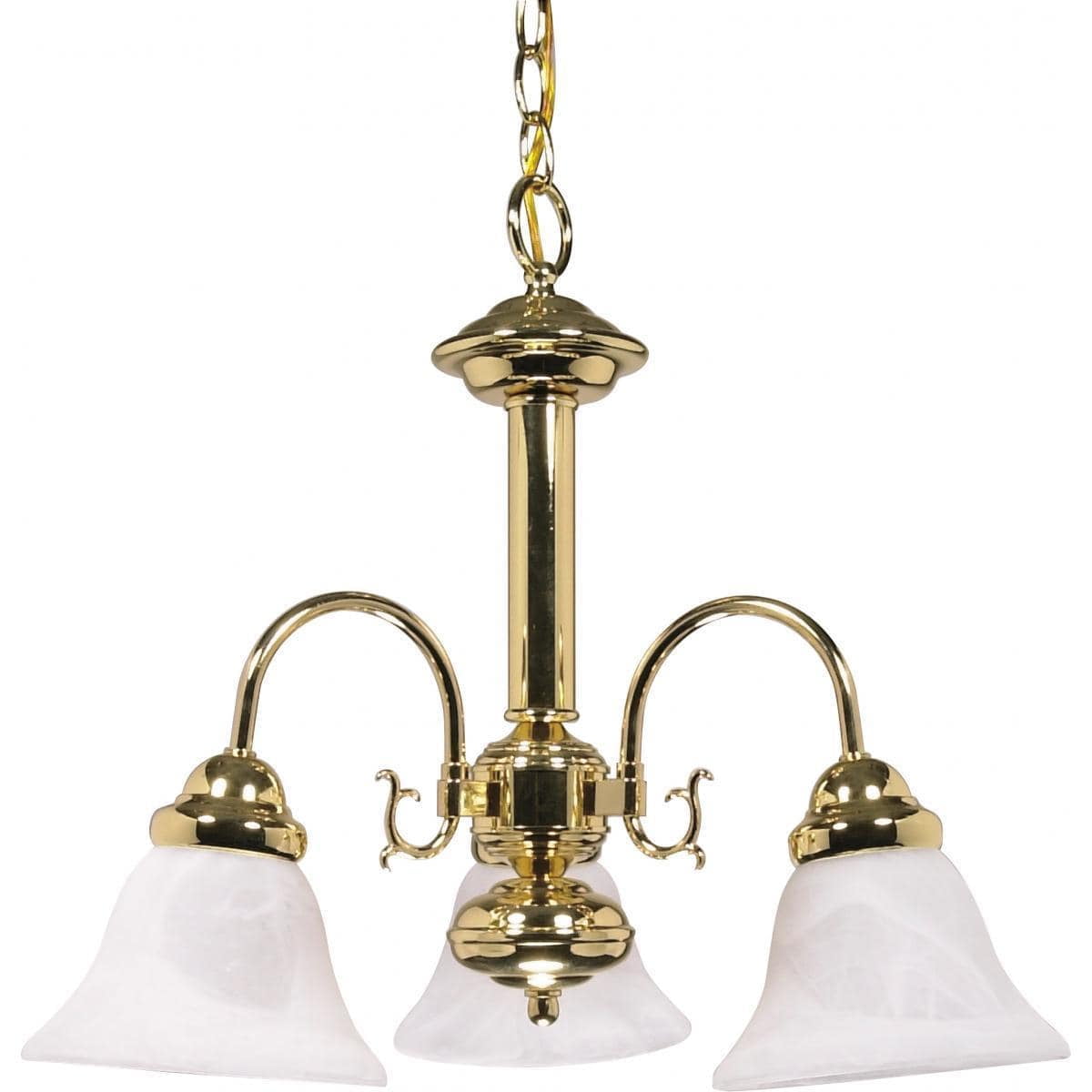 Polished Brass 3-Light Chandelier with Frosted Glass Shades