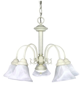 Ballerina 5-Light Textured White Chandelier with Glass Shades