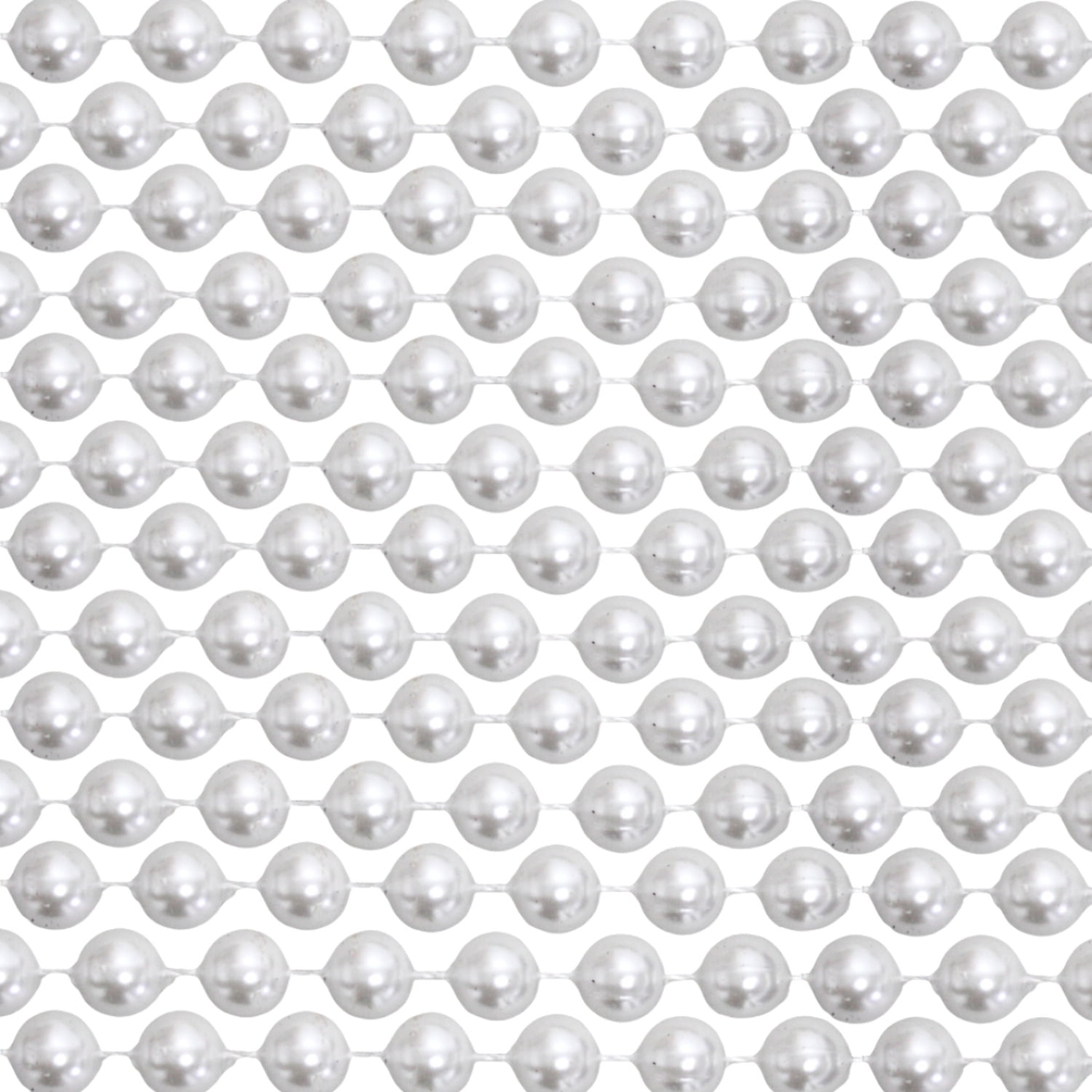 60" 18mm Round Pearl White Mardi Gras Beads