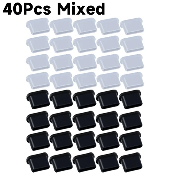60/1Pcs Type-C Dust Plugs Charging Port Protector Silicone Soft Anti-dust Cover Cap for Samsung S24 S23 Huawei Xiaomi Dustplug 40Pcs Mixed