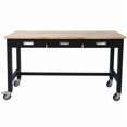 thumbnail image 1 of 60" × 20" Multifunctional Workbench with Three Drawers, Four Swivel Casters, Stable & High-Quality, 1 of 9