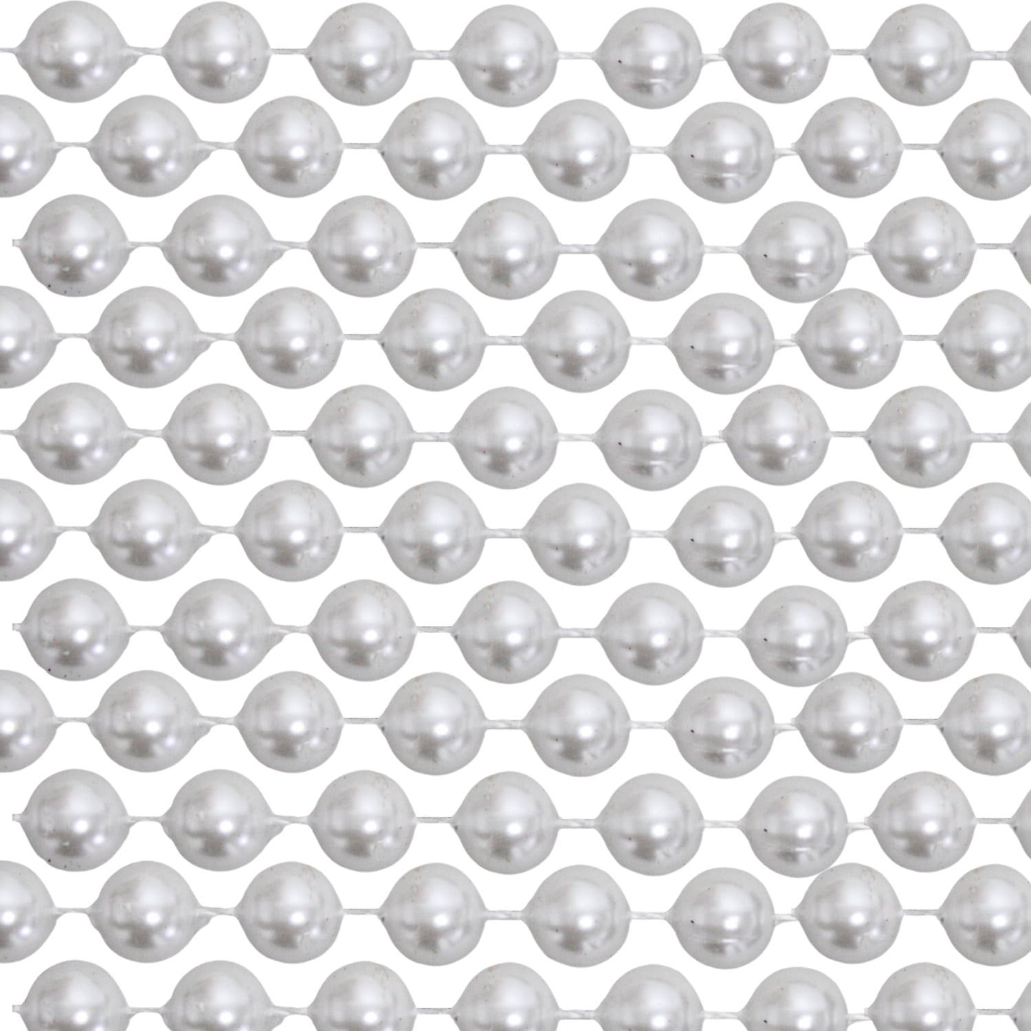 60" 20mm Round Pearl White Mardi Gras Beads
