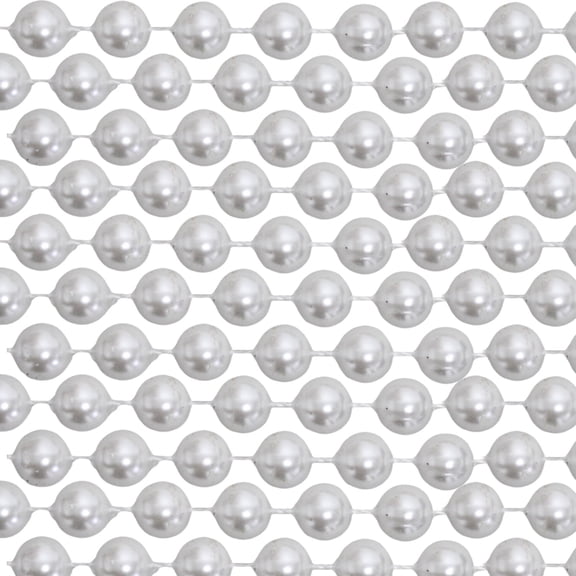60" 20mm Round Pearl White Mardi Gras Beads