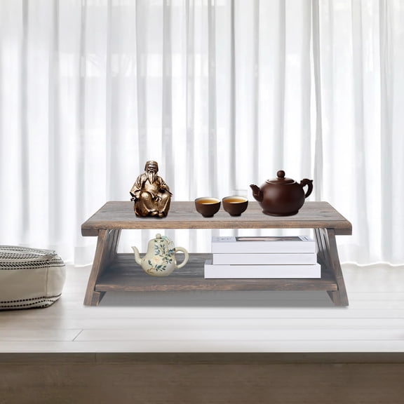 60*30*20cm 2 Tiers Altar Table Folding Meditation Table Low Coffee Table for Sitting on The Floor for Homes