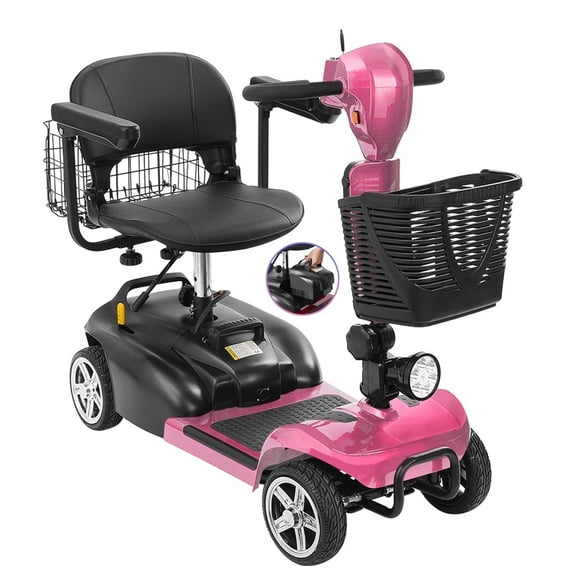 Ecomobi MS02W 30-60 Miles Long Range 4 Wheels Mobility Scooter for Adults/Seniors, Powered Wheelchair Device w/25Ah Extended Battery, Dual Baskets, Rotating Seat, Compact Duty Mobile for Travel