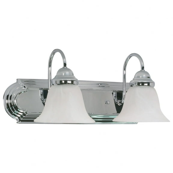 Nuvo Lighting 60316 - 2 Light (Medium Screw Base) 18" Ballerina Polished Chrome Finish with Alabaster Bell Shades Vanity Light Fixture (60-316)