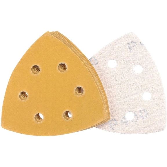 SATC 48Pcs 93mm Triangle Mouse Sanding Sheets 6-Hole Aluminum Oxide 60-320 Grit for Wood