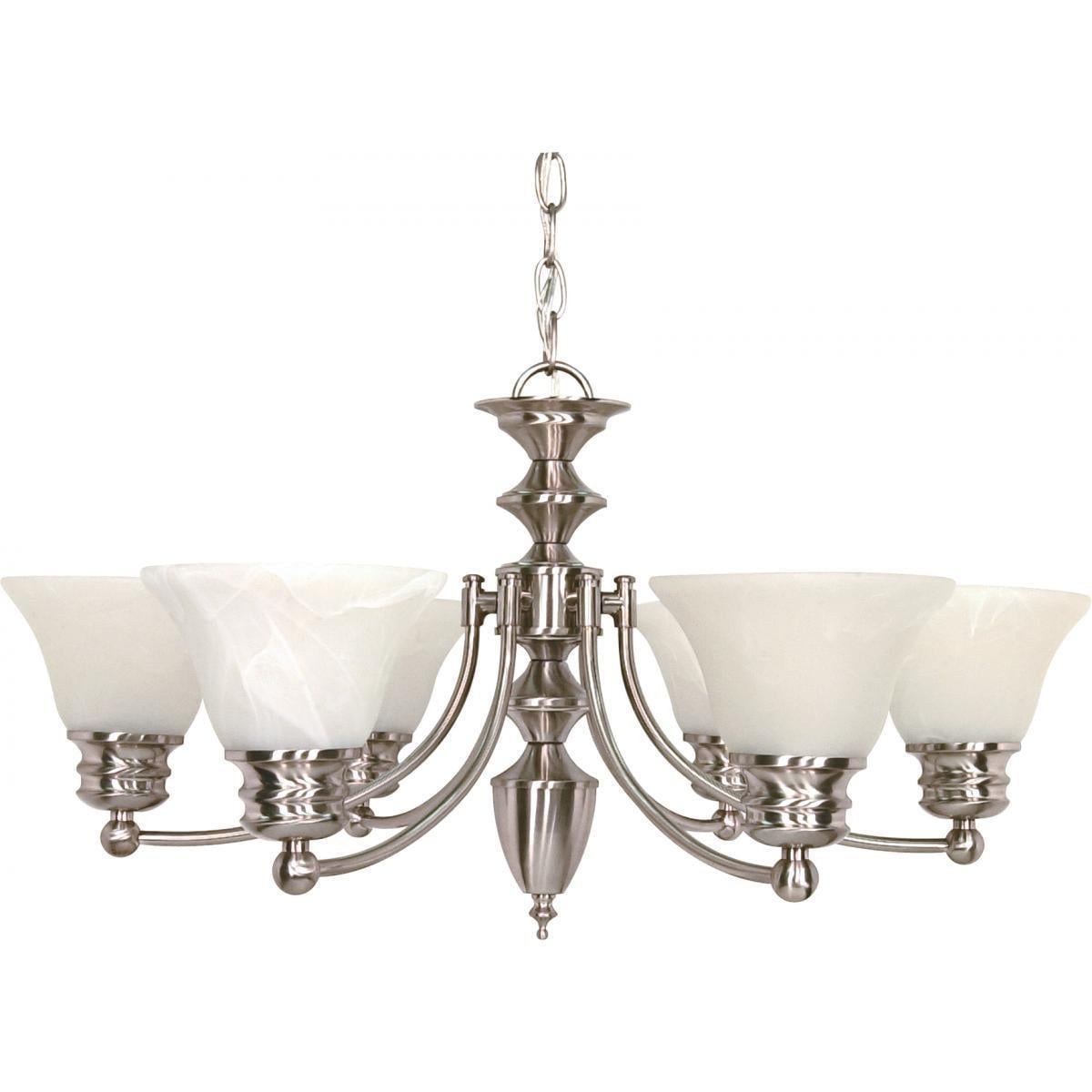 Empire Brushed Nickel 6-Light Chandelier with Alabaster Glass Shades