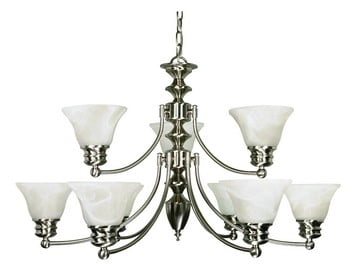 Empire Brushed Nickel 9-Light Traditional Chandelier, 32" Wide