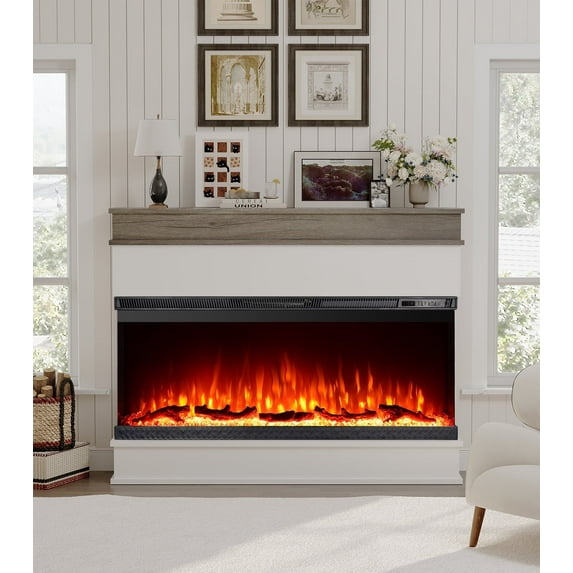 60" 3D Electric Fireplace with Mantel: Realistic Flame, Heating & Stylish Decor