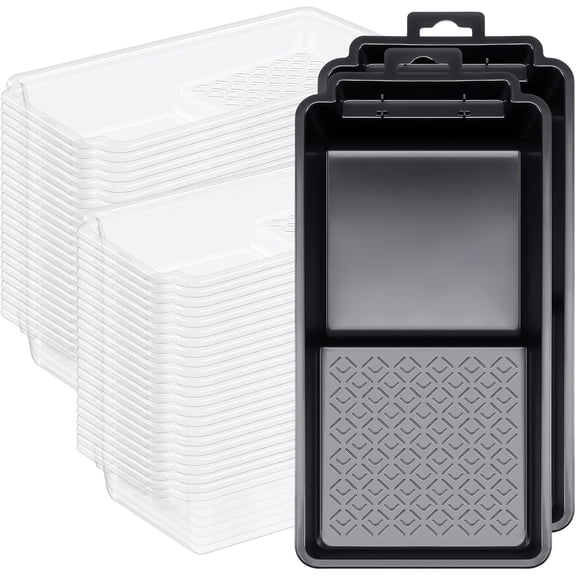 60  4 Inch  Tray and Liner Set 58 count Disposable  Tray Liners with 2 count Pan with Deep Textured Ridges for House Walls Furniture