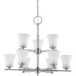 Elegant Teller 9-Light 2-Tier Polished Chrome Chandelier, 30" Wide