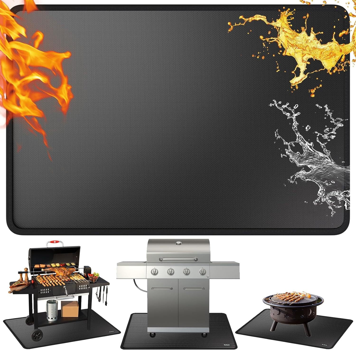 60*42in grill mats for outdoor grill，Large Under Grill Mat for Outdoor Charcoal, Flat Top, Smokers, Gas Grills, Fireproof Grill Pads, Indoor Fireplace Mat Prevents Ember Damage Wood Floor Sansujyuku sansujyuku.com