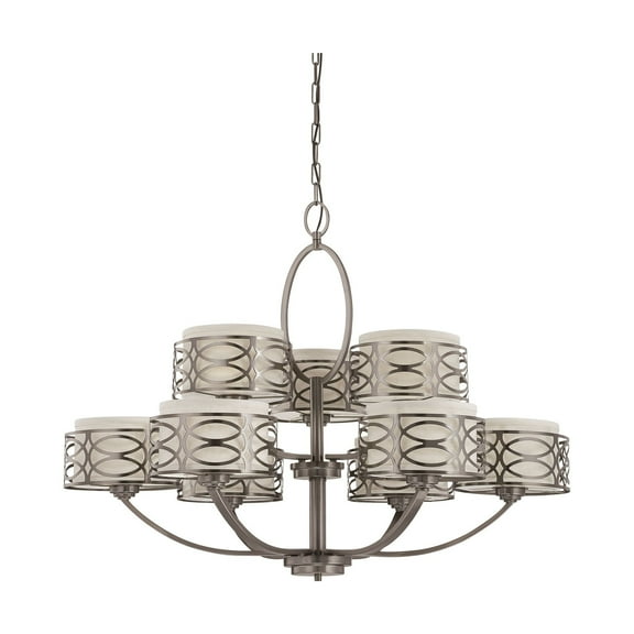 Nuvo Harlow - 9 Light Chandelier w/ Khaki Fabric Shades