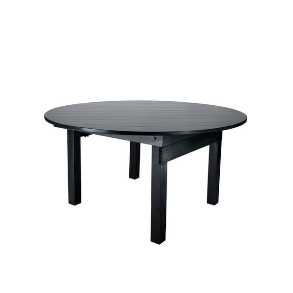 60" (5 Foot) Black Straight Leg Round Wood Farm Table