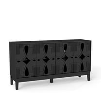 60.5" Mid Century Modern Sideboard Buffet Cabinet with Storage, TV Media Console Table, Storage Cabinet with 4 Doors & Adjustable Shelves for Kitchen Dining Living Room Entryway (Black)
