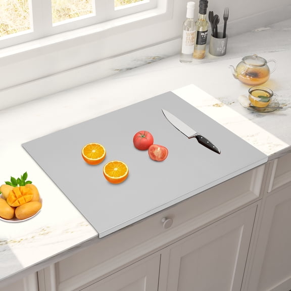 60*50*1.5cm Stainless Steel Chopping Cutting Board Counter Top Protector with L-shaped Folded Edge