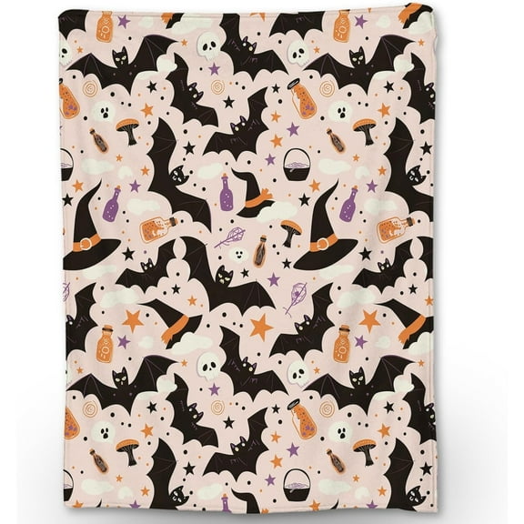 60×50 in Skull & Colorful Floral Halloween Blanket | Soft Warm Fuzzy Lightweight Flannel Throw Blanket for Couch, Bed, Decor, Travel & Outdoor Use, Cozy Blankets for Adults Women Men