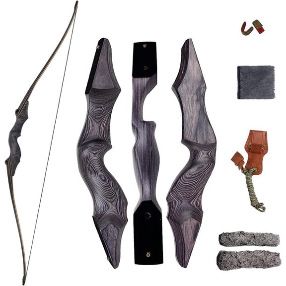 60" 50lbs American Longbow Left Handed Takedown Wooden Archery Bamboo Laminated Limb Hunting Targeting