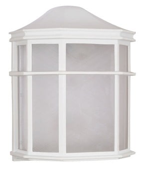 Transitional 9.75" White and Bronze Cage Lantern Wall Sconce
