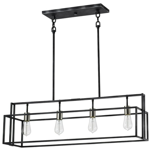60/5859 Nuvo Lighting Lake-Four Light Island-10 Inches Wide by 53 Inches High-Iron Black/Brushed Nickel Finish
