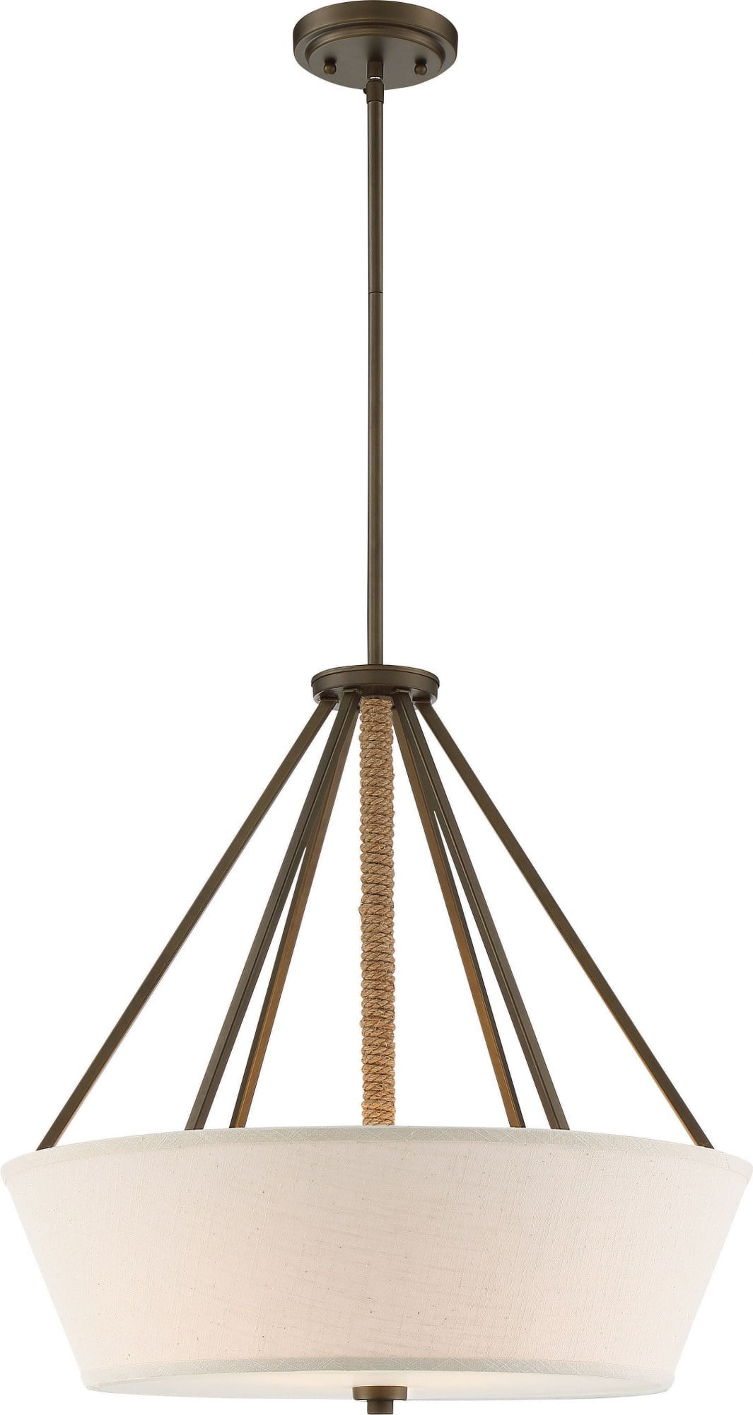 Seneca Mahogany Bronze 22" Geometric Pendant with Fabric & Glass Shade