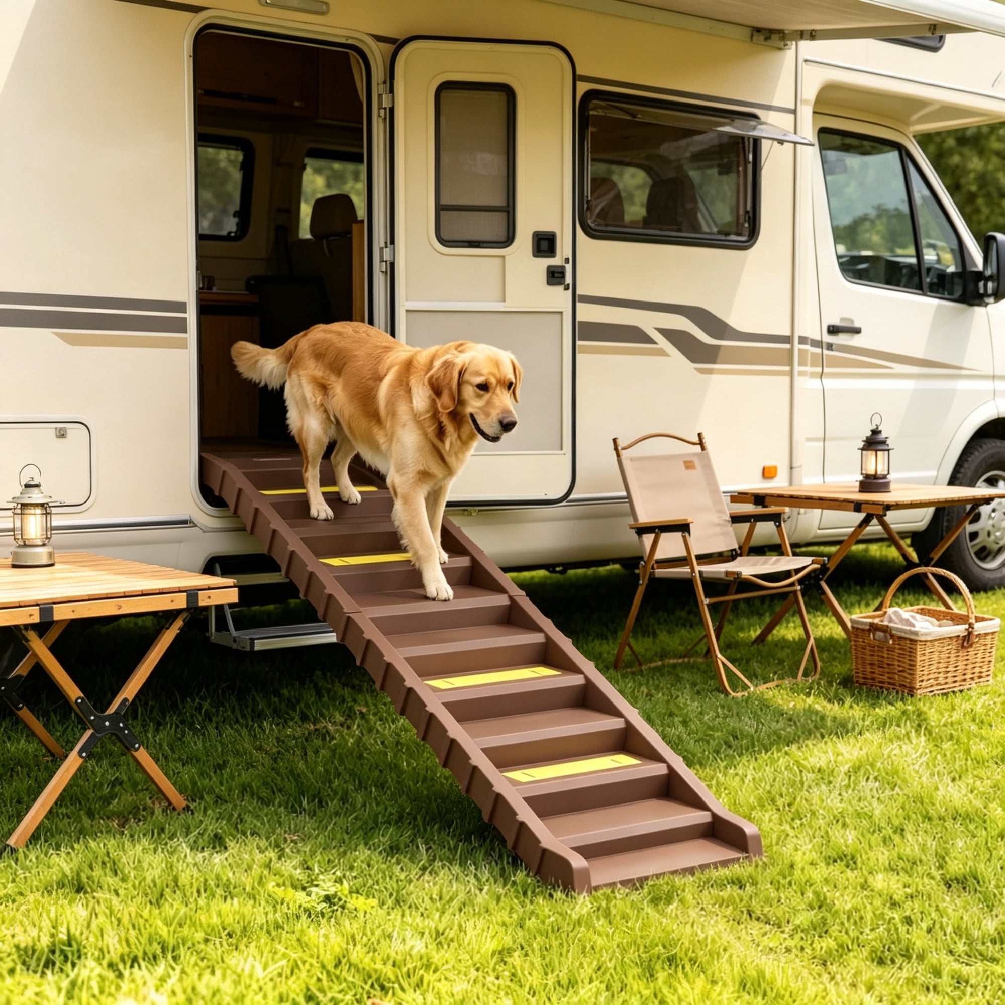 60.6 Inch Dog Ramp with 10-Step Design for SUVs and Trucks