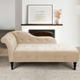 thumbnail image 1 of 60.6 Inch Upholstered Chaise Lounge with Left Armrest, Button Tufted Lounge Sofa, Velvet Button-Tufted Chaise Lounge Chair Leisure Sofa Chaise Chair for Bedroom, Living Room and Office, 1 of 8