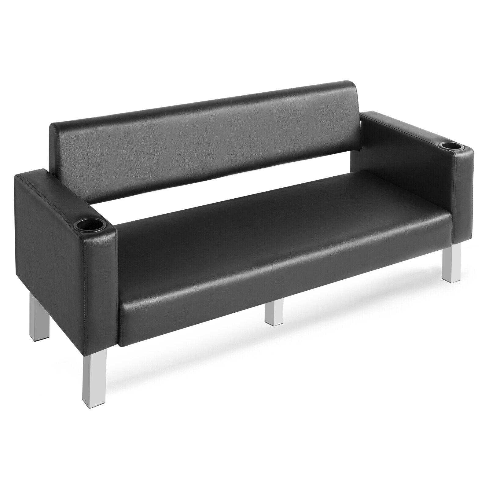 60.6" Waiting Room Bench Black Salon Reception Chair Office Couch with