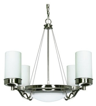 Polaris Brushed Nickel 6-Light Glass Chandelier