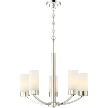 60/6225-Nuvo Lighting-Denver-Five Light Chandelier-11.63 Inches Wide by 18.75 Inches High-Polished Nickel Finish    -Traditional Installation