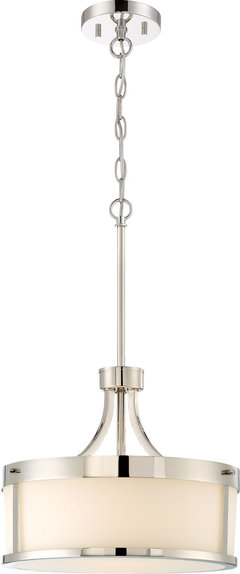 Polished Nickel Drum Pendant with Frosted Glass Shade