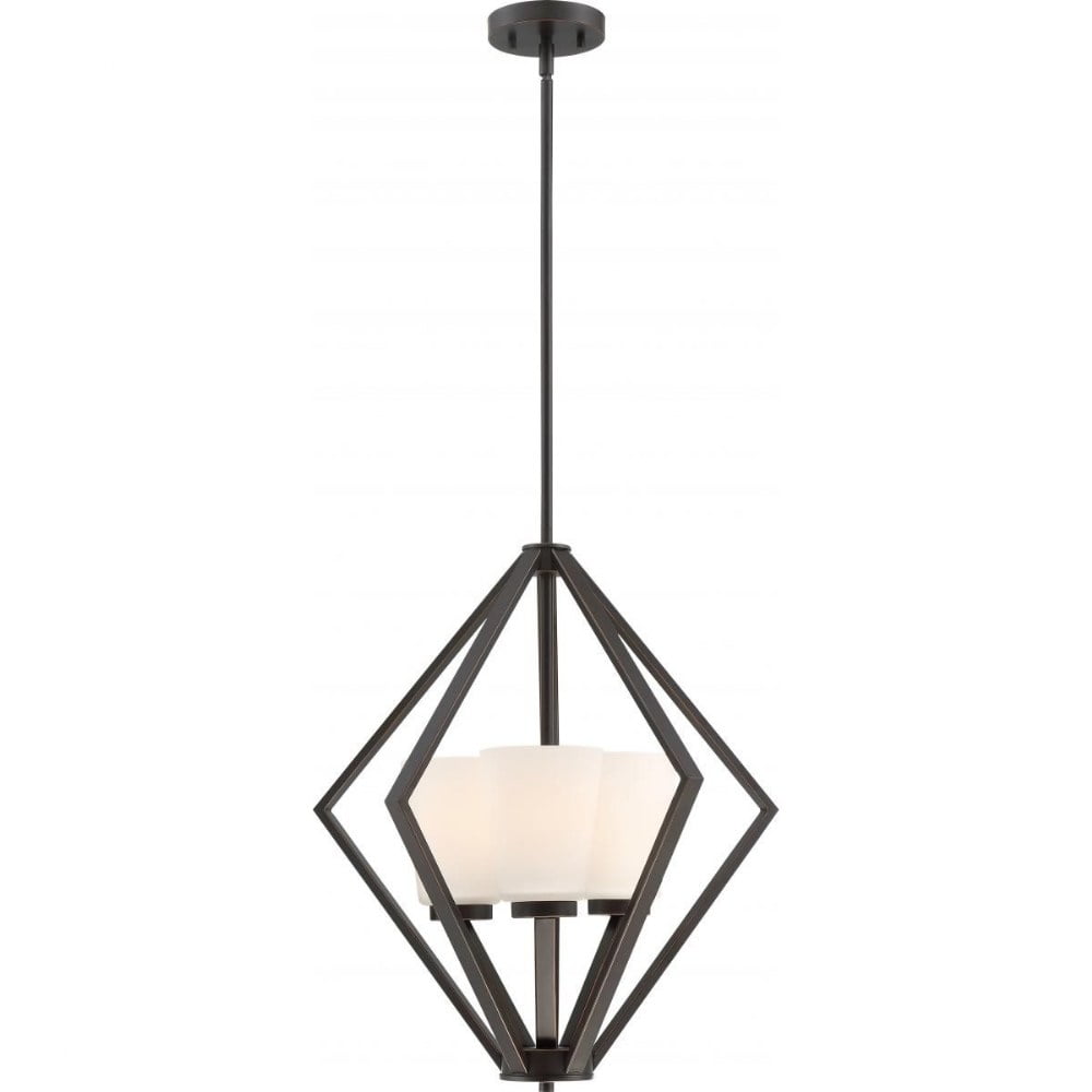 Elegant Mahogany Bronze 3-Light Pendant with Frosted Shades