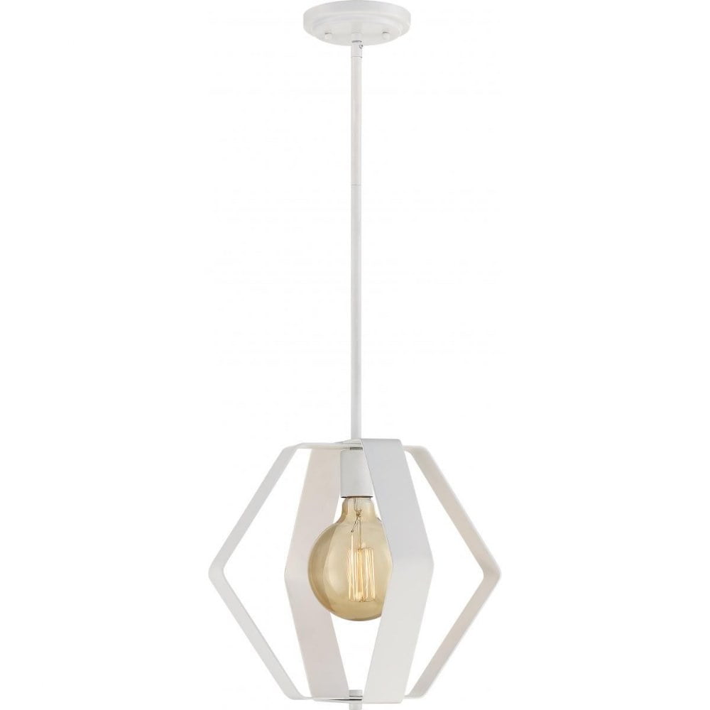 White Matte Black Glass Pendant Light with Brushed Nickel Accents