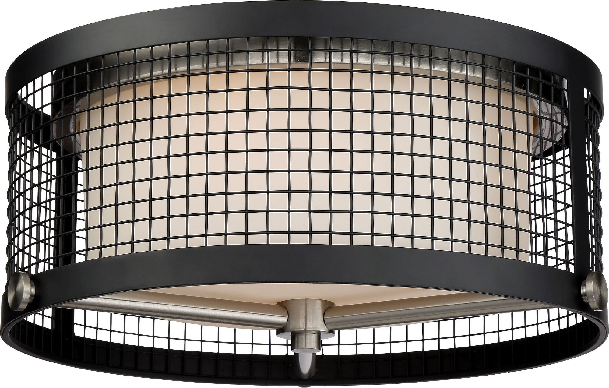 Pratt Black and Brushed Nickel 3-Light Flush Mount