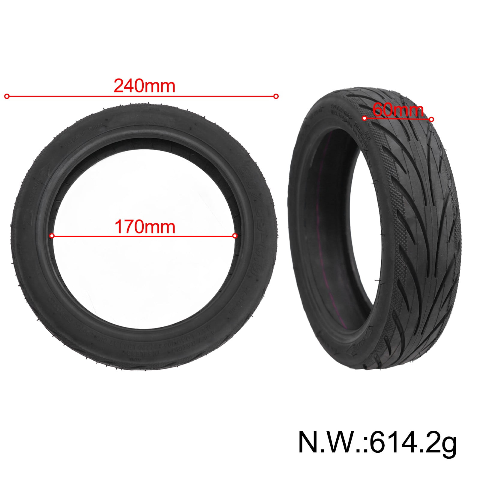 CERFFOOL 60/65-6.9 Electric Scooter Solid Tyre For Ninebot Max G2 G65 Off Road Tire Non-Slip Puncture Proof Replacement Wheels For Electric Scooter Accessories (1 PC Red Line