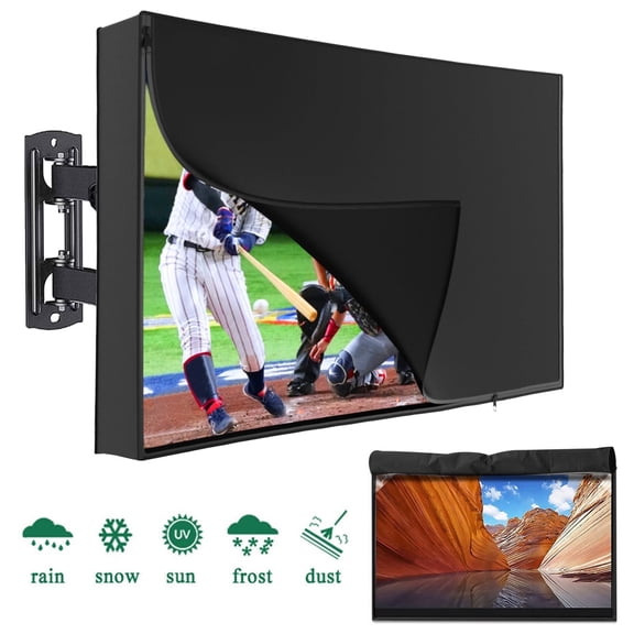 60"-65" Outdoor TV Cover LED Flat Screen Protector - with Zippers on Both Sides and Bottom - 600D Weatherproof Weather Dust Resistant Television Protector- Cover Size 58.5"L x 37"H x 5"W