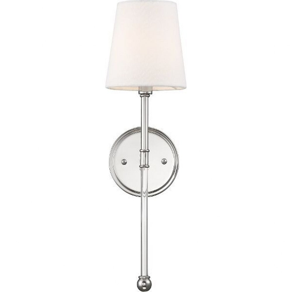 Olmsted 19" Polished Nickel Wall Sconce with White Linen Shade