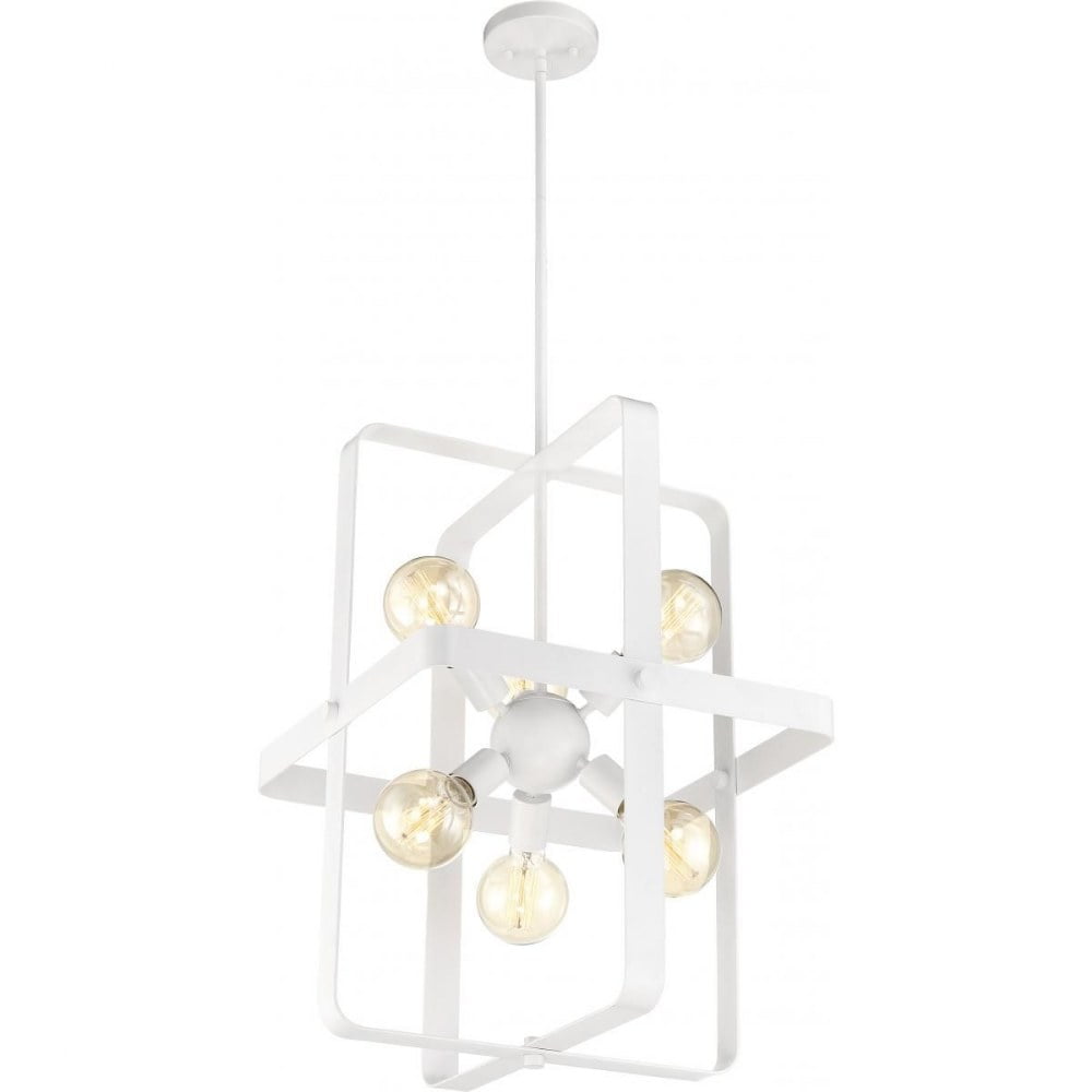 Prana Modern 6-Light White Foyer Pendant, 24" High