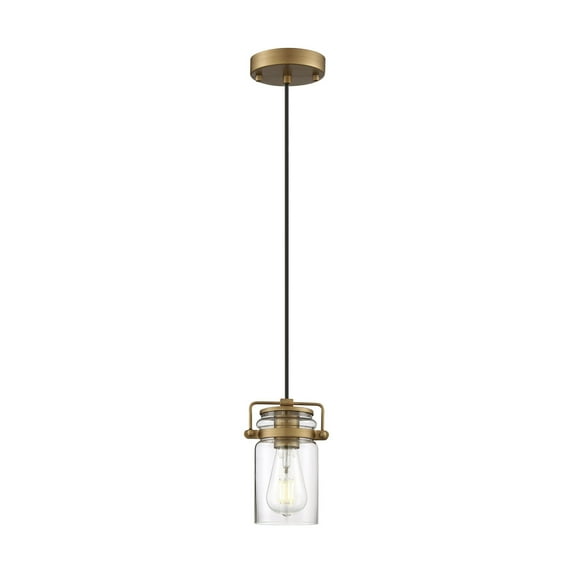 60/6735-Nuvo Lighting-Antebellum-1 Light Mini Pendant-5 Inches Wide by 7.5 Inches High-Vintage Brass Finish    -Traditional Installation