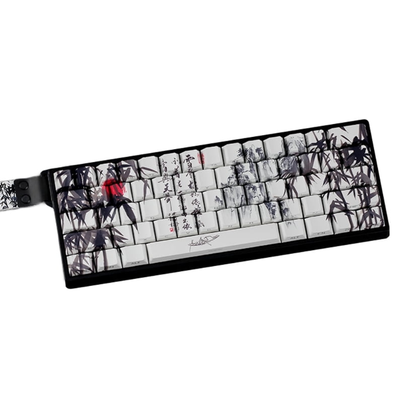 60% 68% ANSI ISO Layout PBT Cherry Profile Keycaps With Bamboo Forest Artwork For 61/64/68 Mechanical Keyboards