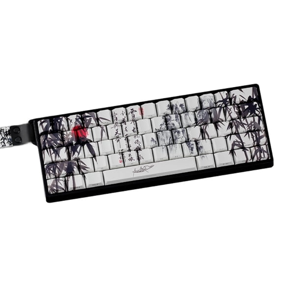 60% 68% ANSI ISO Layout PBT Cherry Profile Keycaps With Bamboo Forest Artwork For 61/64/68 Mechanical Keyboards