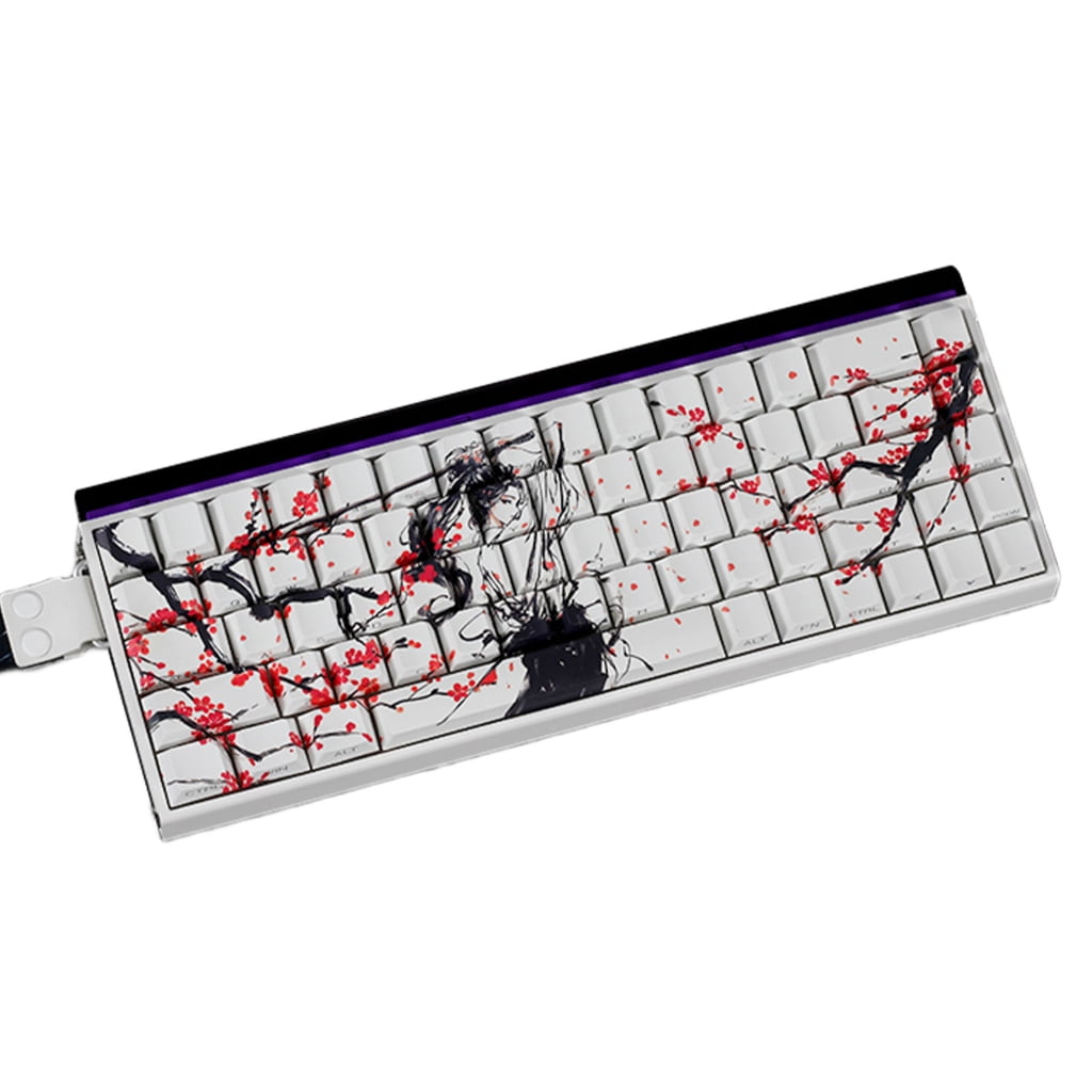 60% 68% PBT Keycaps Side Printed Plum Blossom Keycaps for Mechanical Keyboards