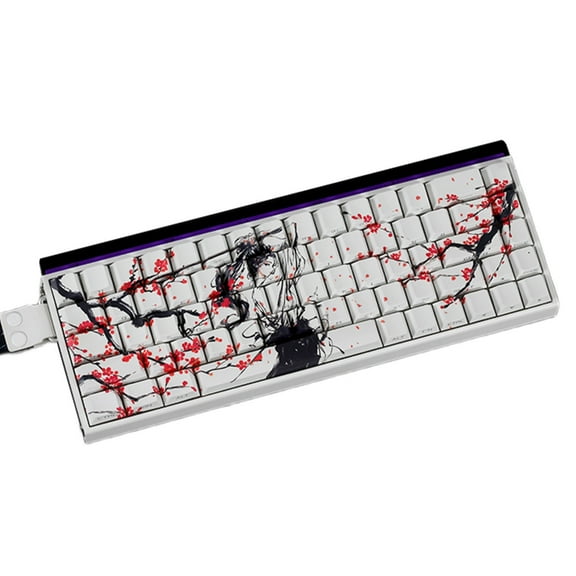 60% 68% PBT Keycaps Side Printed Plum Blossom Keycaps for Mechanical Keyboards