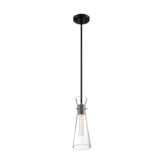 60/6878-Nuvo Lighting-Bahari-1 Light Mini Pendant in Traditional Style-4 Inches Wide by 14 Inches High-Black Finish