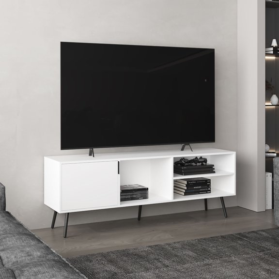 60-69 inches, Particle Board Material - Discreet One-Door Storage - Primary Living Space, Keeps Cables Tidy