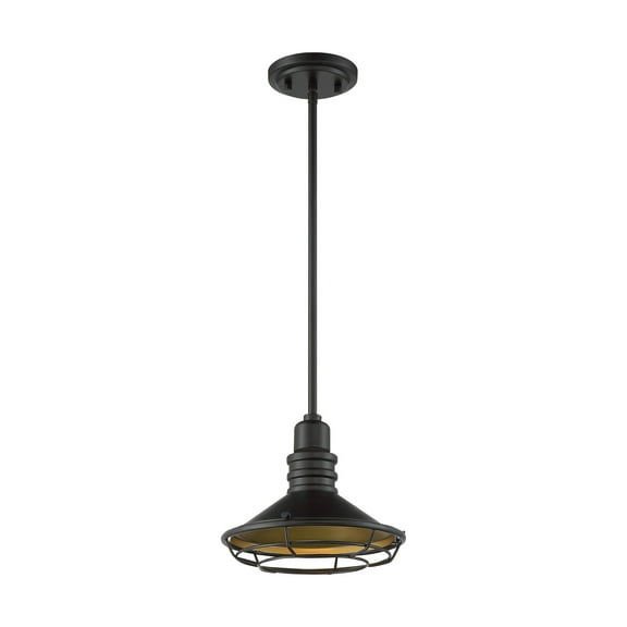 60/7043-Nuvo Lighting-Bellcap-1 Light Small Pendant in Nautical/Coastal Style-9.75 Inches Wide by 8.13 Inches High-Dark Bronze/Gold Finish