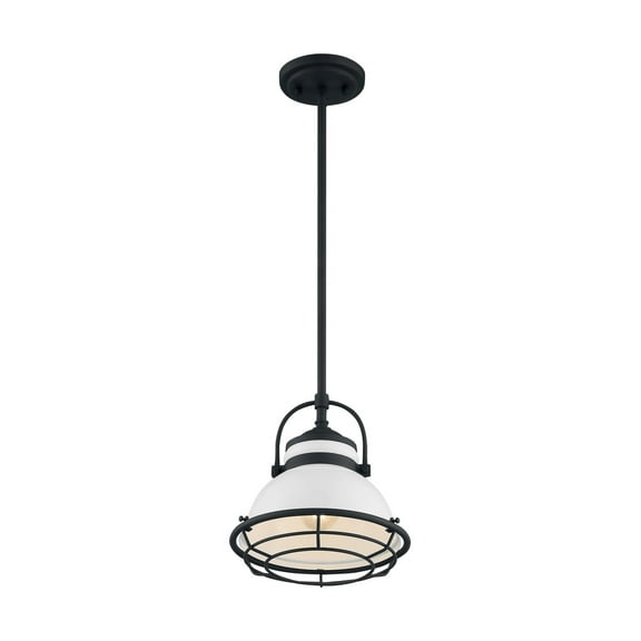 60/7083-Nuvo Lighting-Upton-1 Light Small Pendant in Nautical/Coastal Style-9.75 Inches Wide by 10.13 Inches High-Gloss White/Black Finish