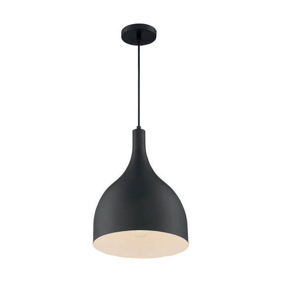 60/7087-Nuvo Lighting-Bellcap-1 Light Large Pendant in Nautical/Coastal Style-12 Inches Wide by 8.13 Inches High-Matte Black Finish -Traditional